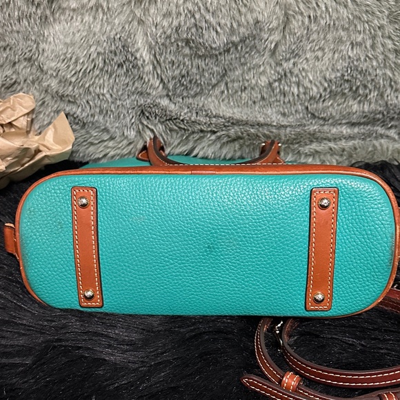 Dooney & Bourke Turquoise and Brown Satchel Shoulder Purse - Picture 10 of 12